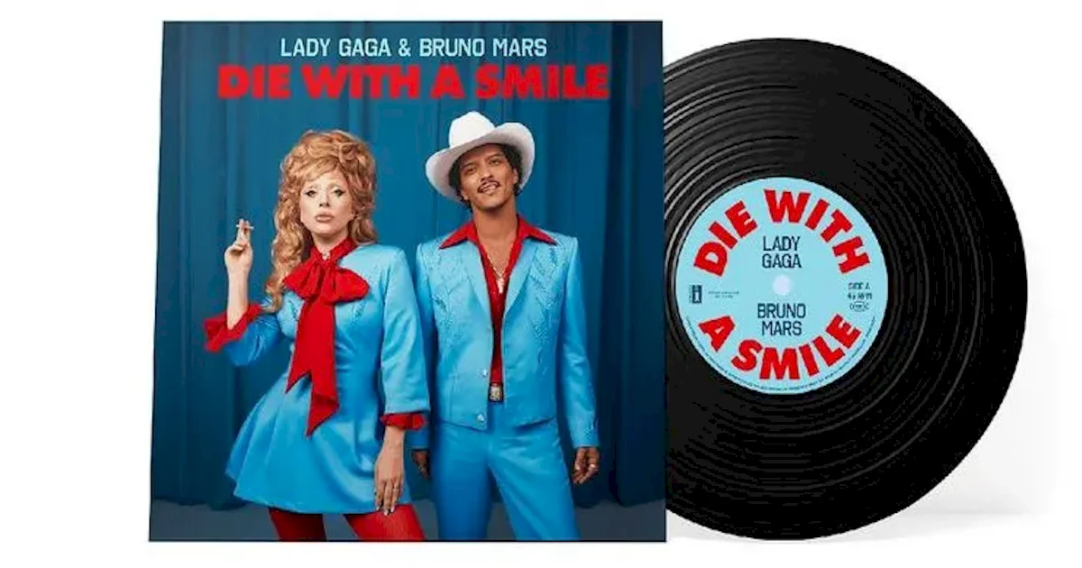 Lady Gaga e Bruno Mars relançam 'Die With a Smile' em vinil compacto  